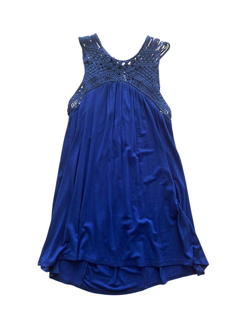 Sandiva Blue Sleeveless Crochet Mini Dress